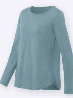 Baumwollpullover mit überlappendem Saum