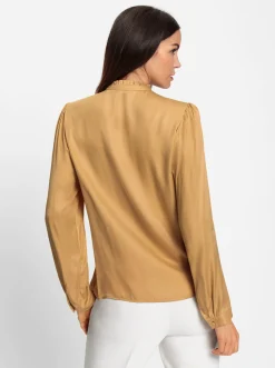 Bluse mit Stehkragen und Puffärmeln