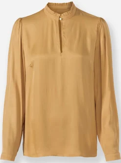 Bluse mit Stehkragen und Puffärmeln