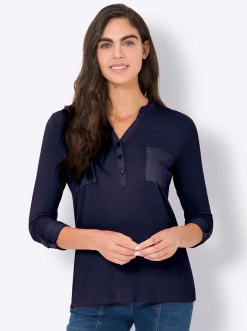 Blusenshirt mit Web-Einsätzen