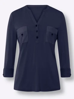 Blusenshirt mit Web-Einsätzen