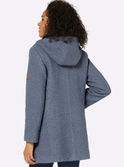 Boucléjacke mit Lederimitat-Details