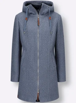 Boucléjacke mit Lederimitat-Details