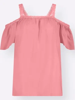 Carmenbluse mit Spitzen-Trägern