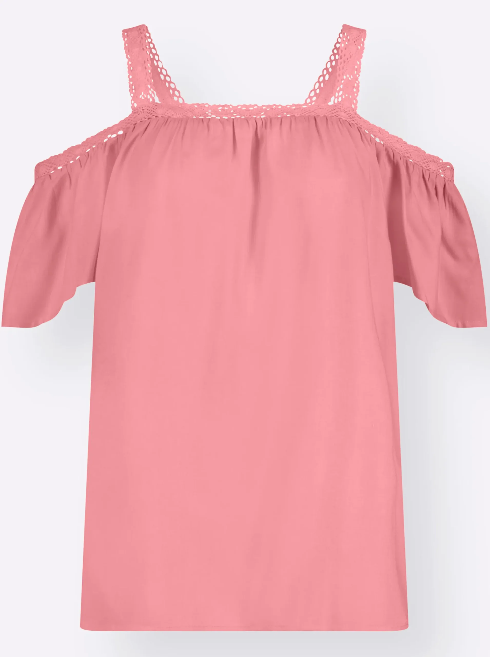 Carmenbluse mit Spitzen-Trägern
