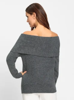 Carmenpullover mit Zierperlen