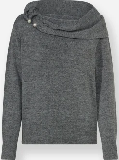 Carmenpullover mit Zierperlen