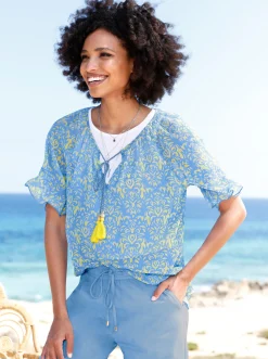 Chiffonbluse mit Ornamentmuster