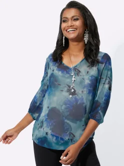 Druckbluse in Aquarelltönen