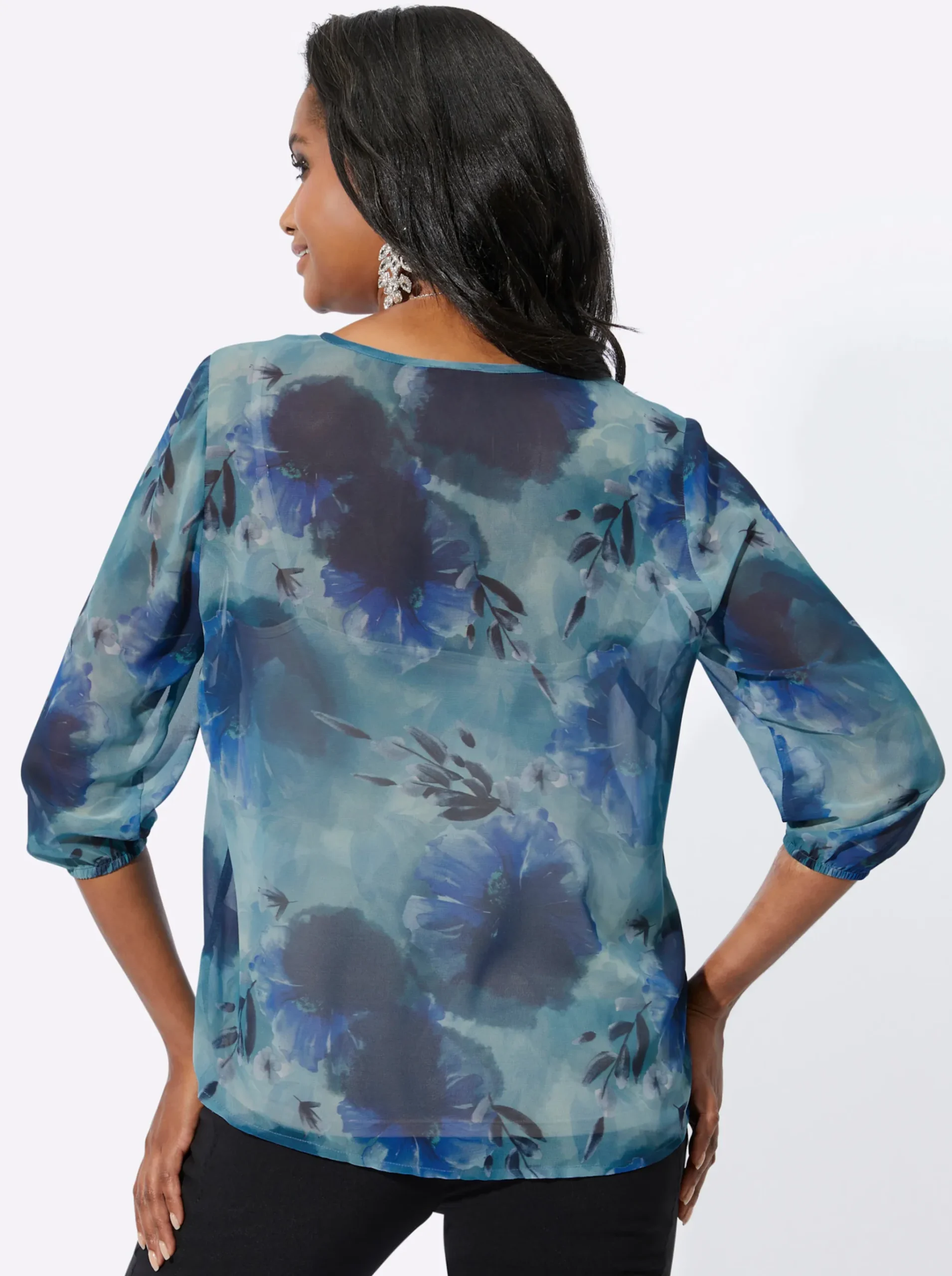 Druckbluse in Aquarelltönen