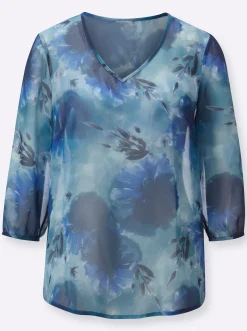 Druckbluse in Aquarelltönen