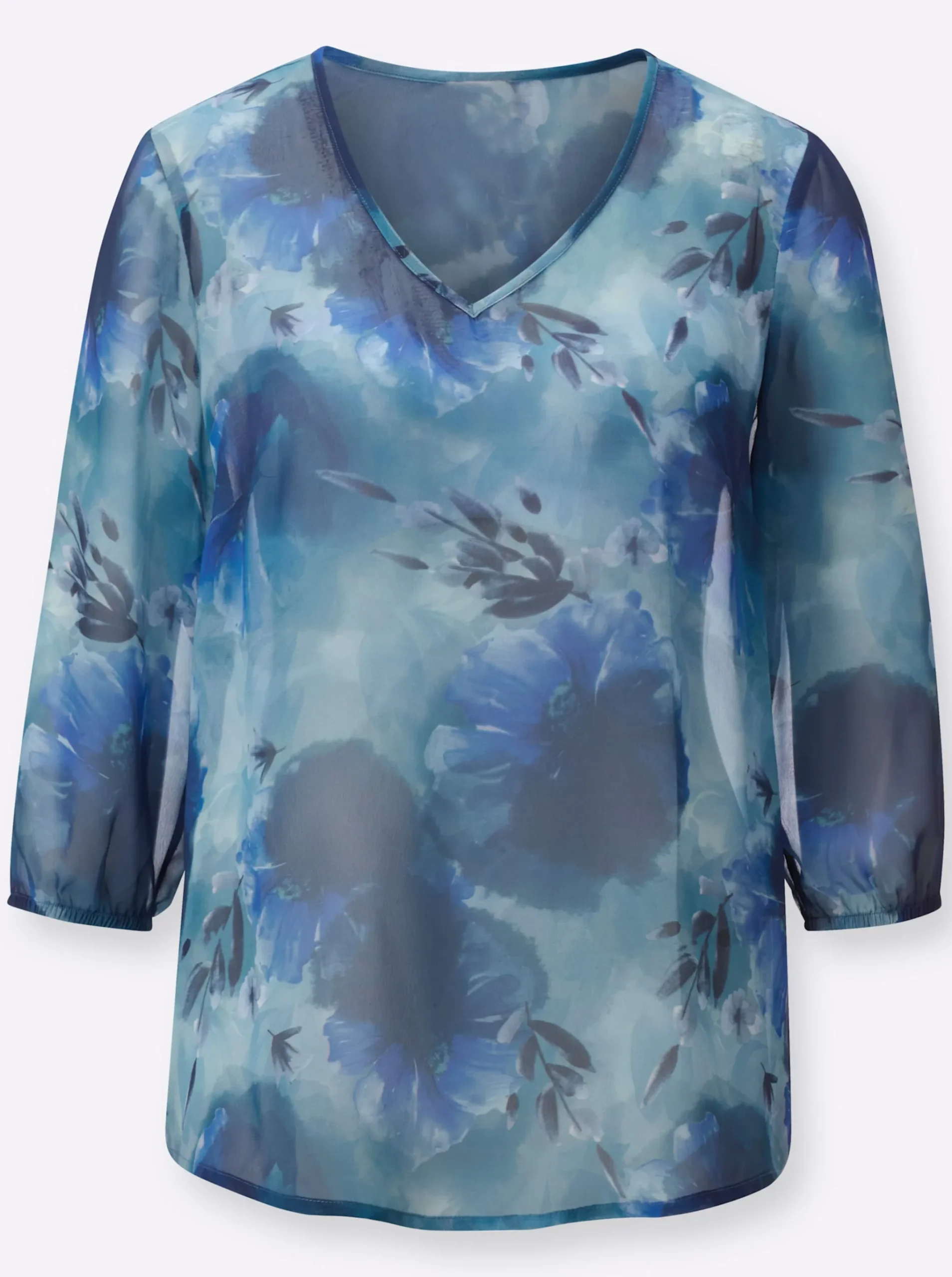 Druckbluse in Aquarelltönen