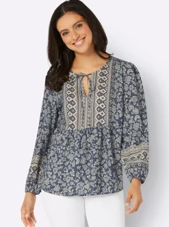 Druckbluse in Tunikaform
