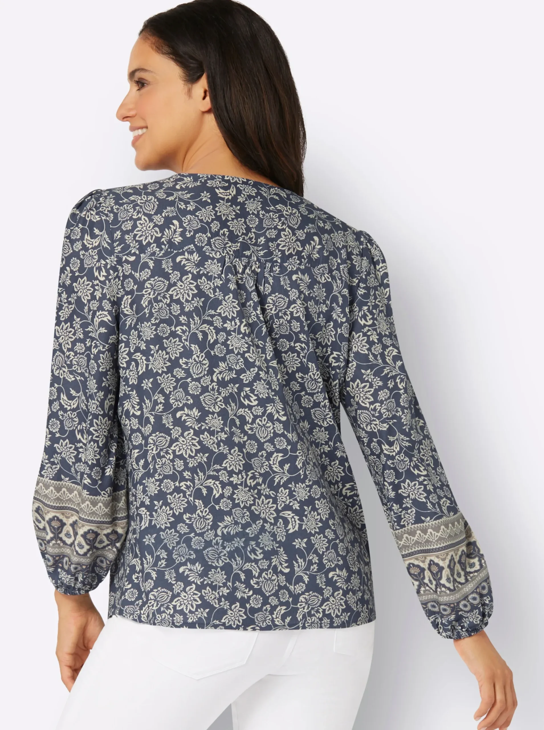 Druckbluse in Tunikaform