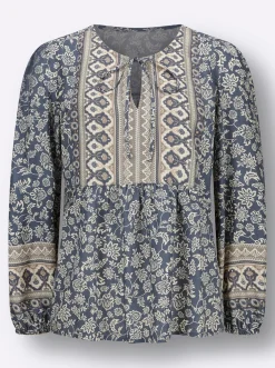 Druckbluse in Tunikaform