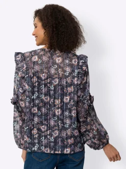 Druckbluse mit blickdichtem Top