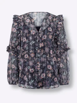 Druckbluse mit blickdichtem Top