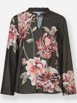 Druckbluse mit Blüten-Dessin