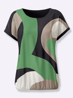 Druckbluse mit elastischem Saum
