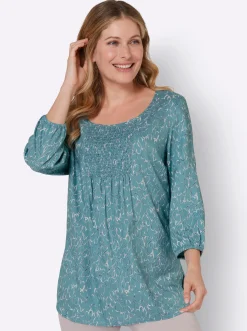 Druckbluse mit Herzchen-Muster