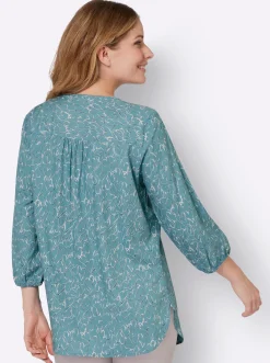 Druckbluse mit Herzchen-Muster