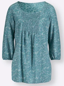 Druckbluse mit Herzchen-Muster