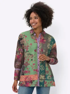 Druckbluse mit Knopfleiste