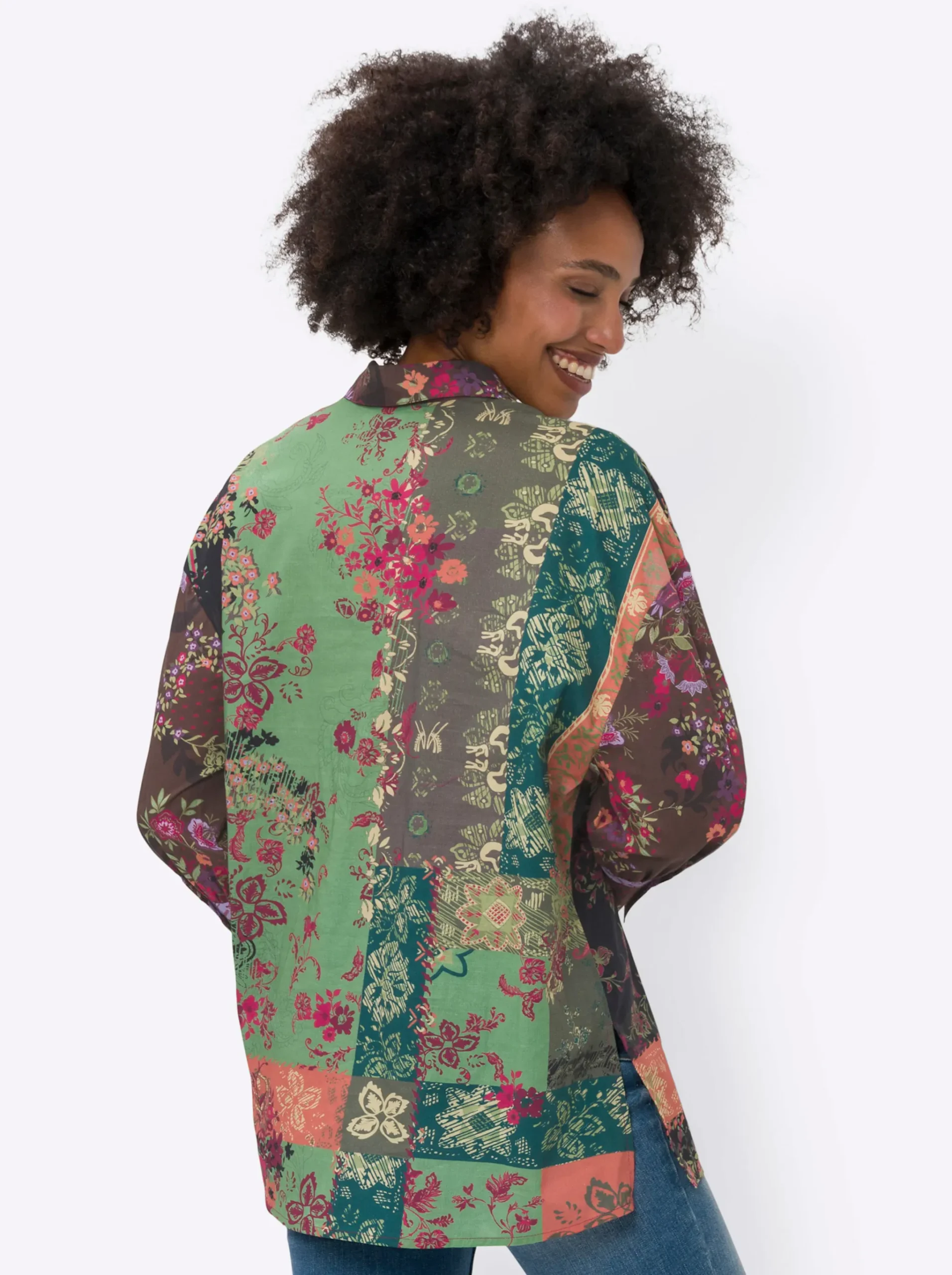 Druckbluse mit Knopfleiste