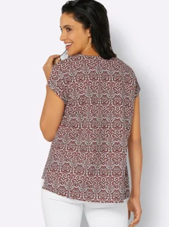 Druckbluse mit Leinen-Anteil