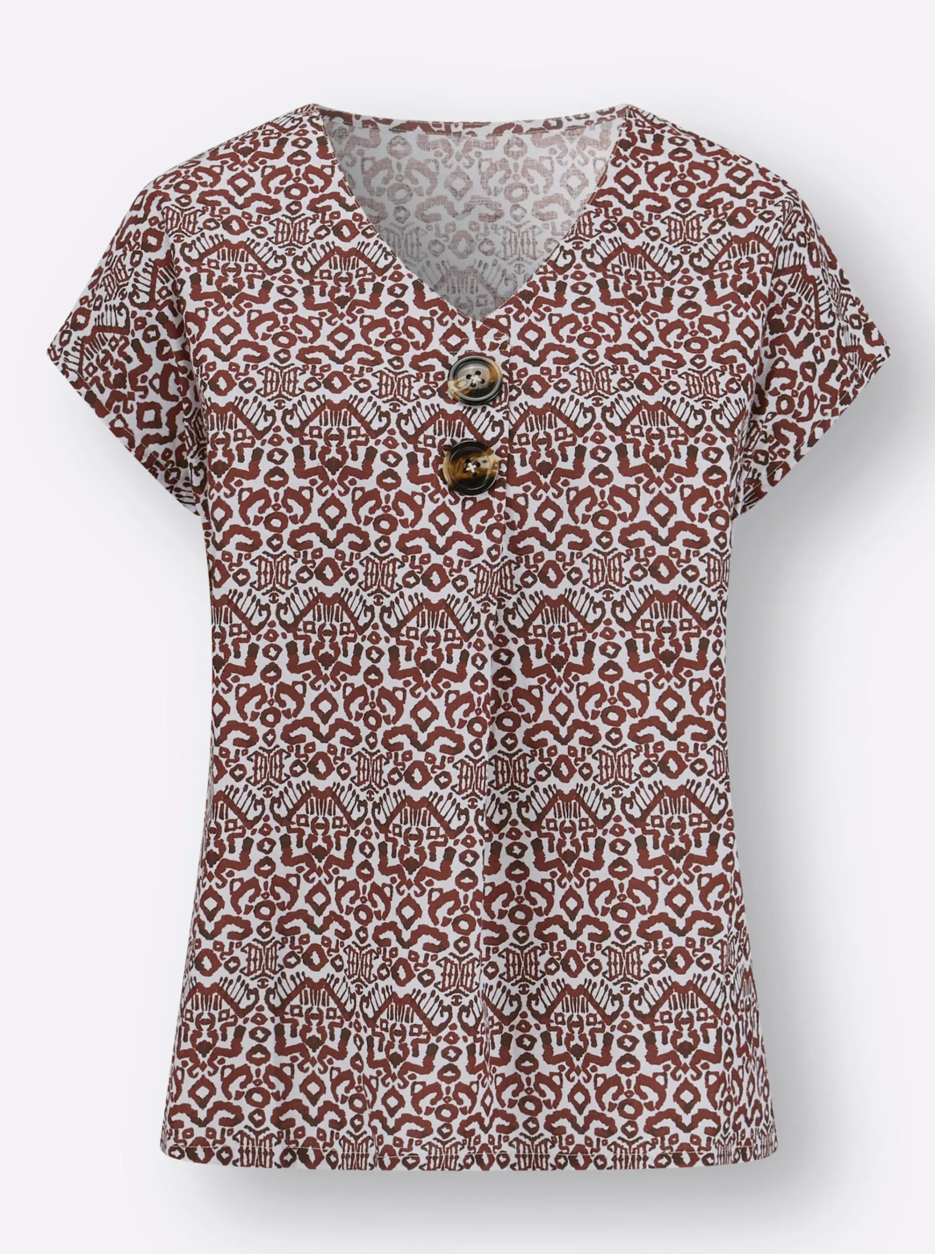 Druckbluse mit Leinen-Anteil