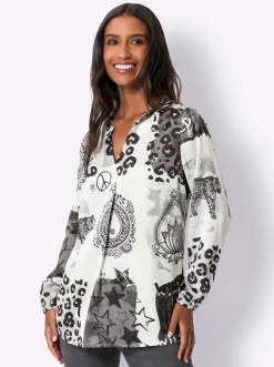 Druckbluse mit Muster-Mix