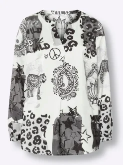 Druckbluse mit Muster-Mix