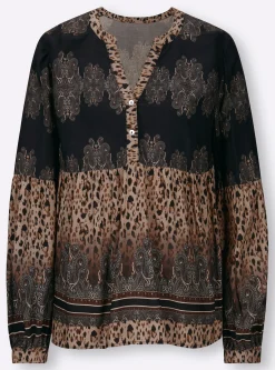 Druckbluse mit Paisley-Details
