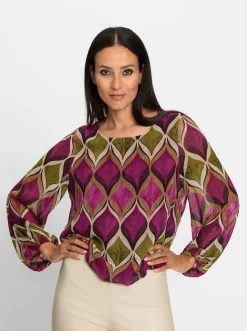 Druckbluse mit Viskose-Jersey-Futter