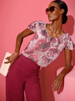 Druckbluse mit Volant