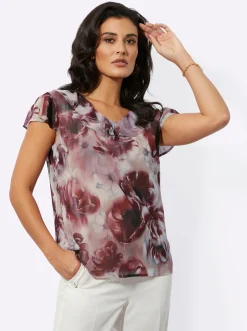 Druckbluse mit Volant