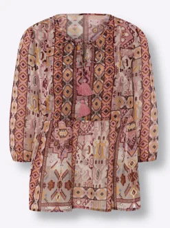 Druckbluse mit Zierperlen