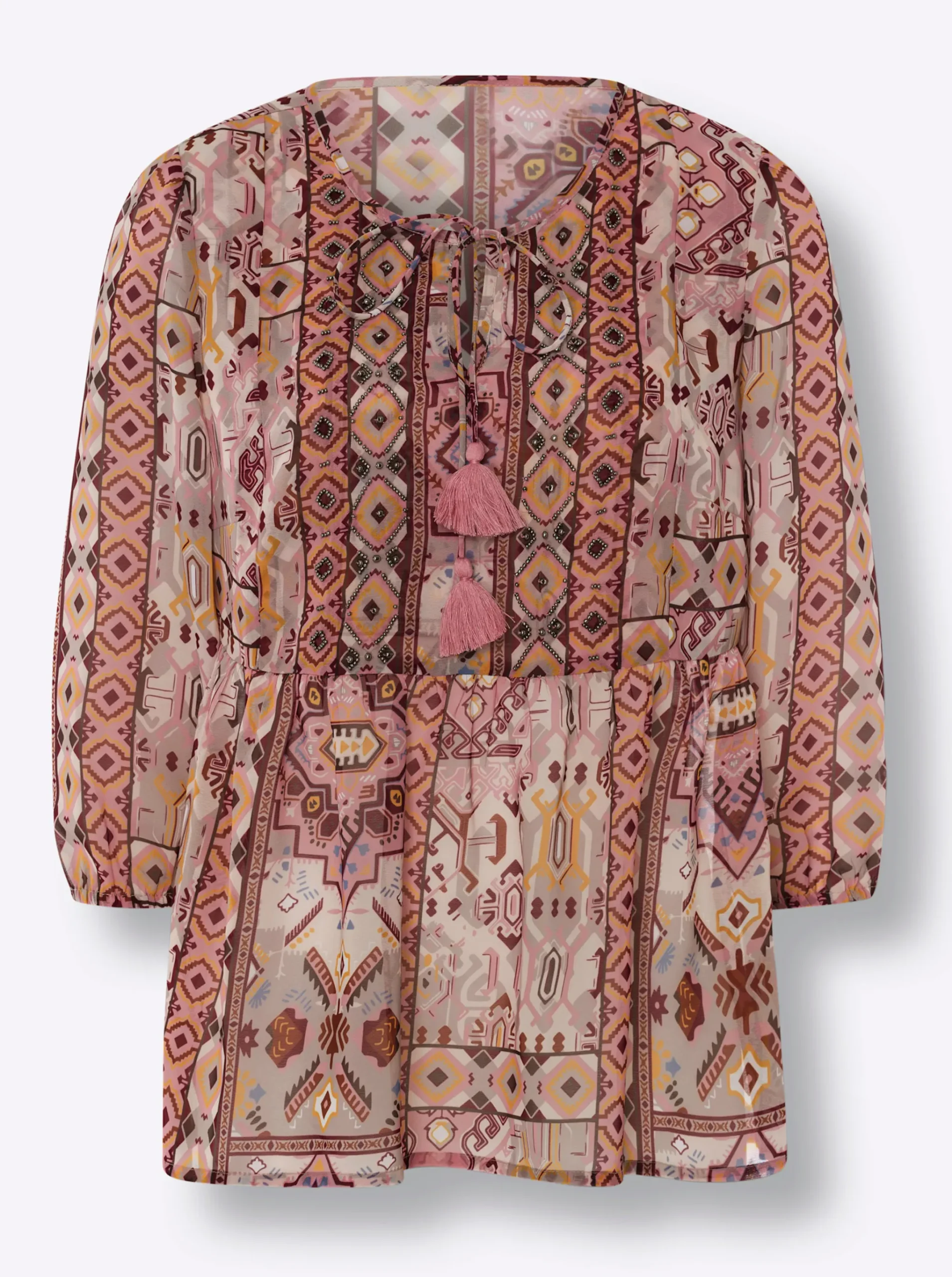 Druckbluse mit Zierperlen