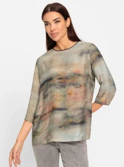 Druckbluse mit Zipper hinten