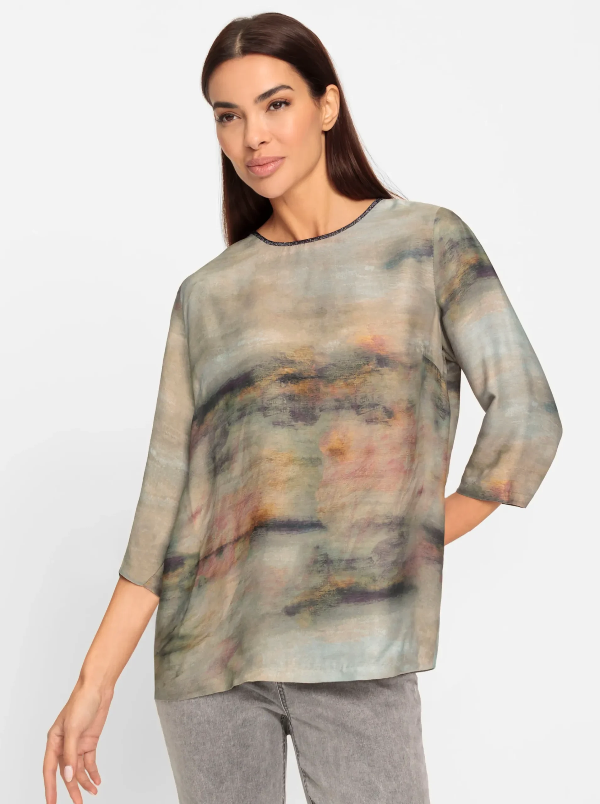 Druckbluse mit Zipper hinten