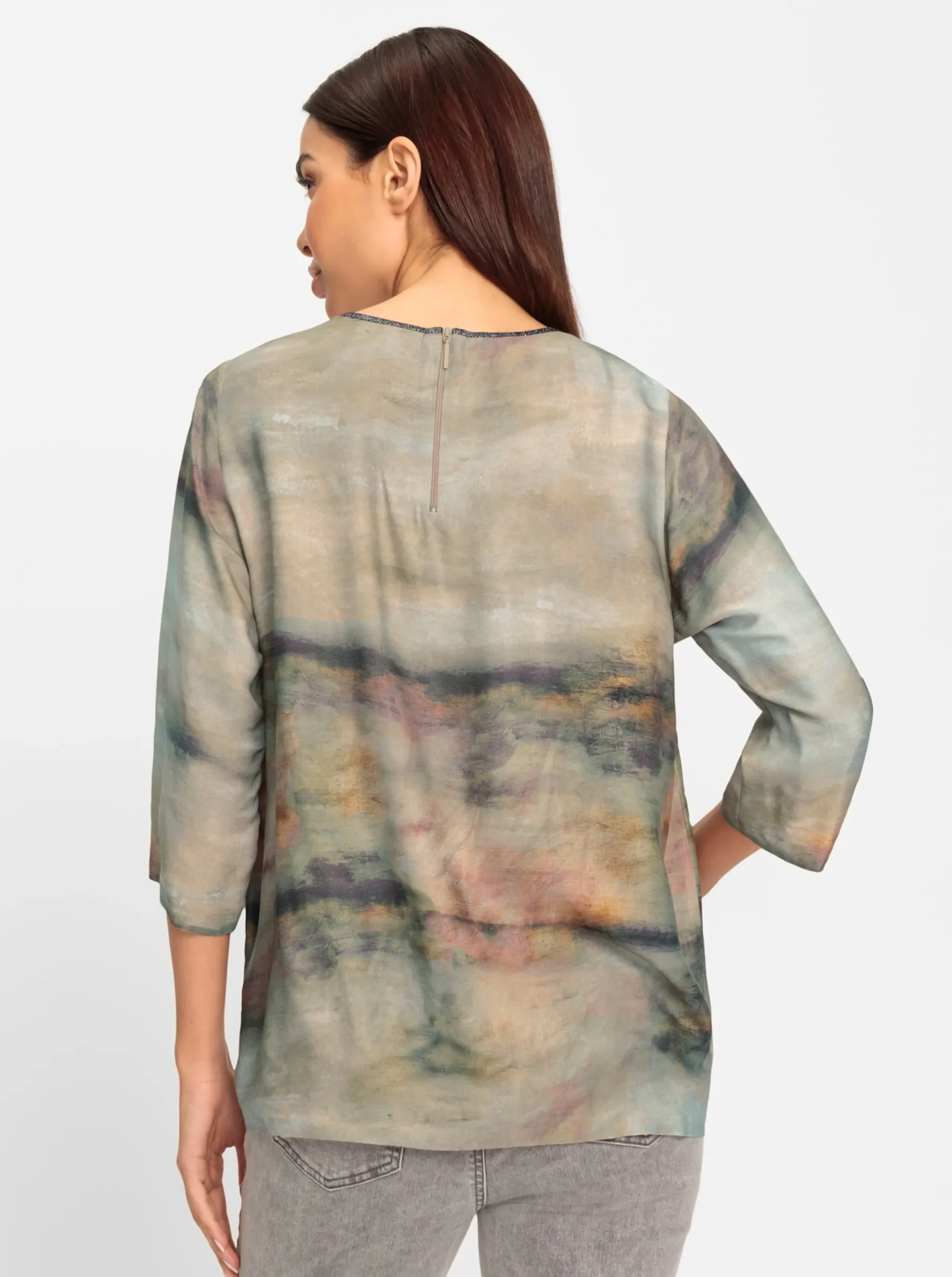 Druckbluse mit Zipper hinten