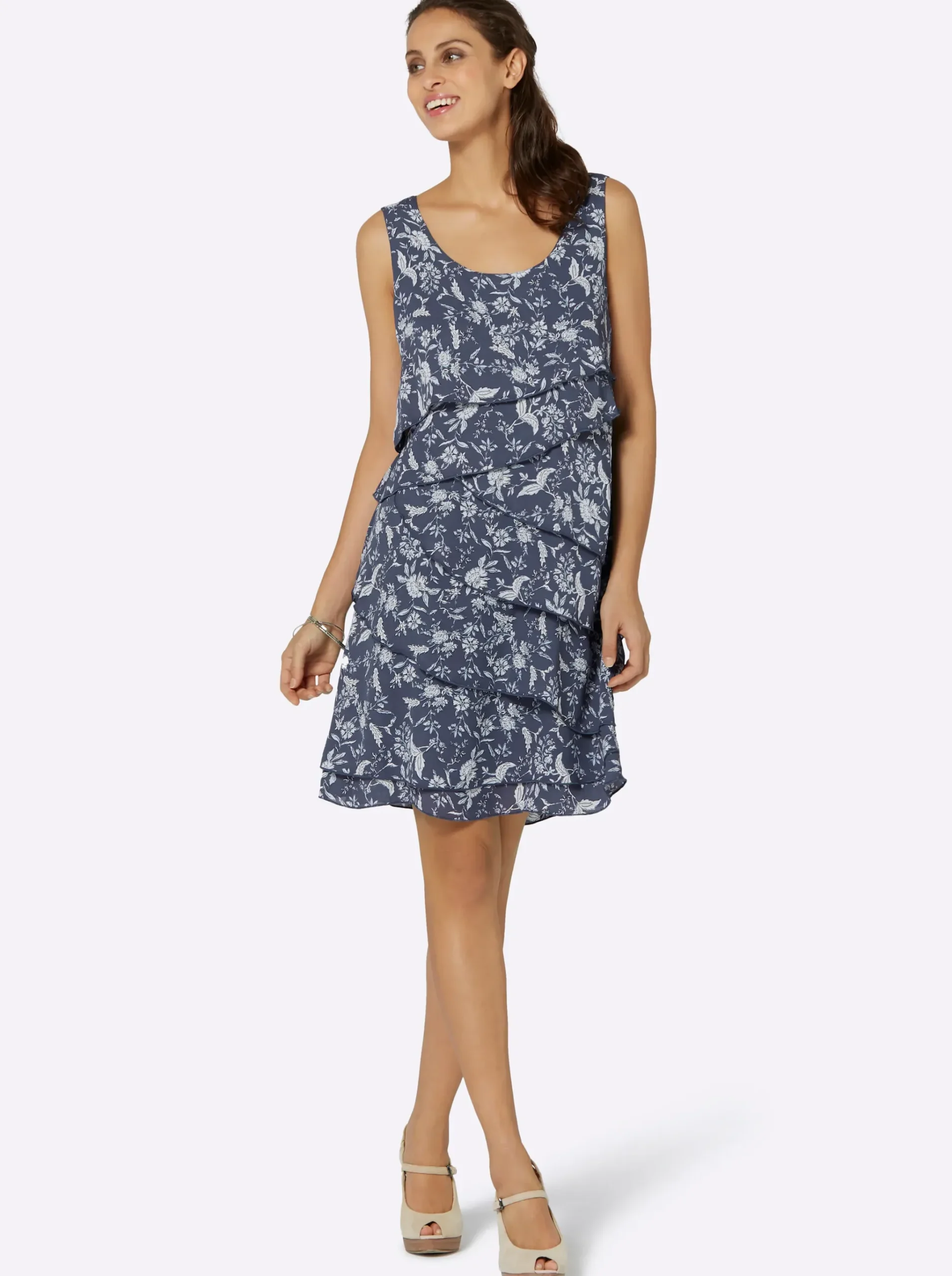 Druckkleid mit Lagen, geblümt