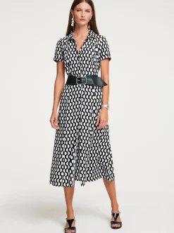 Druckkleid mit Stoffbindegürtel