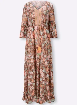 Druckkleid mit Trompetenärmeln