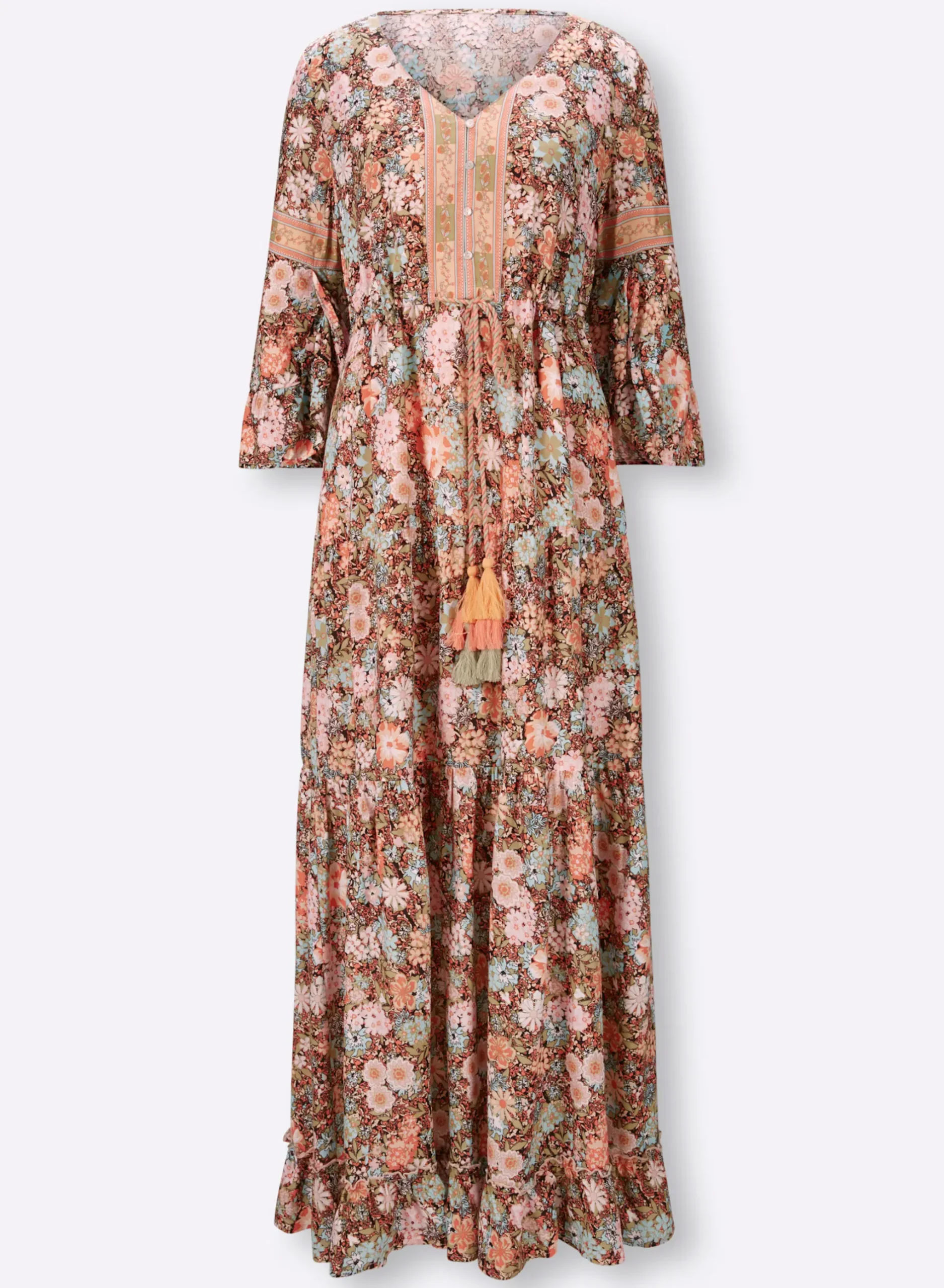 Druckkleid mit Trompetenärmeln