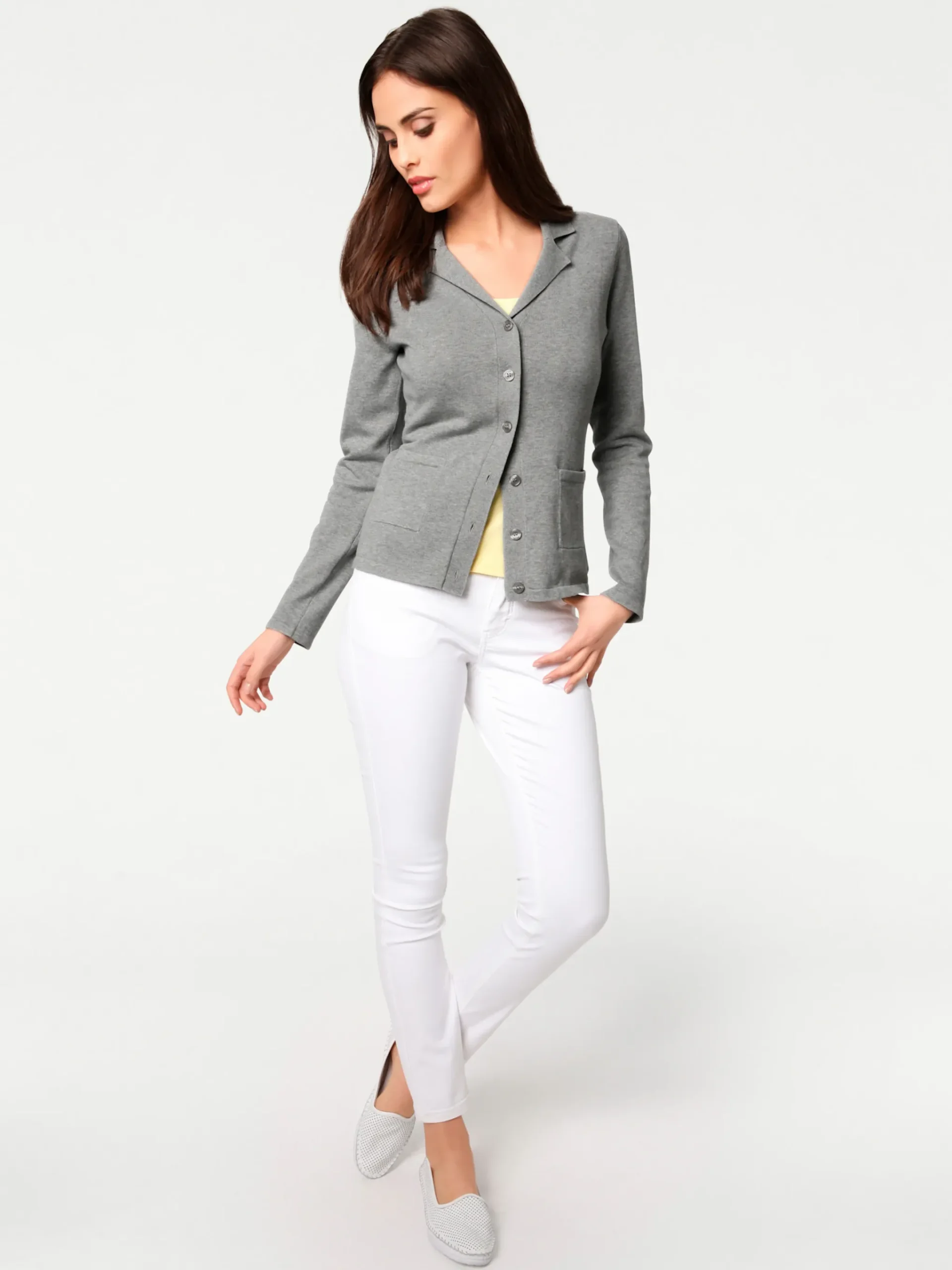 Feinstrickjacke mit Reverskragen