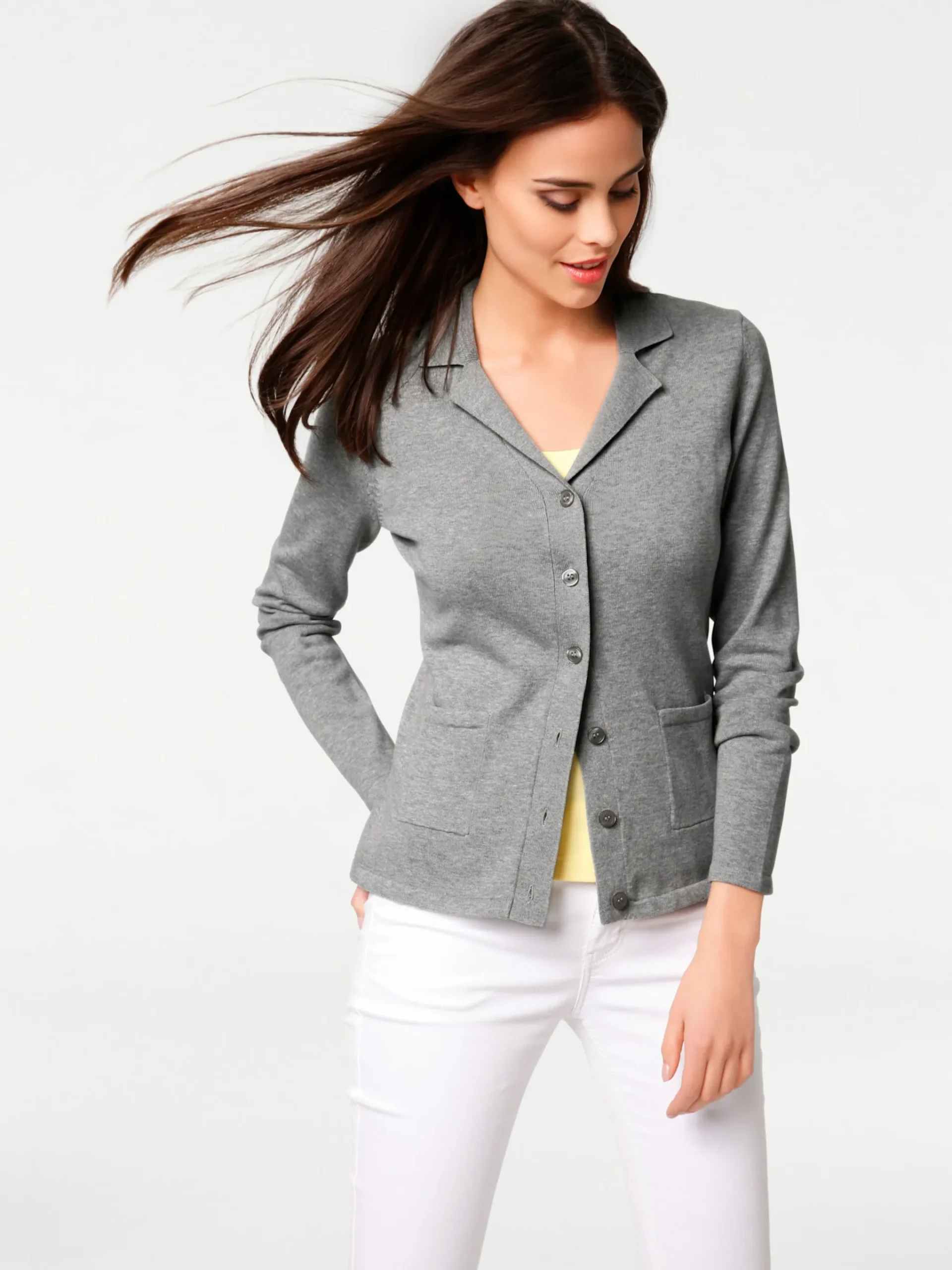 Feinstrickjacke mit Reverskragen