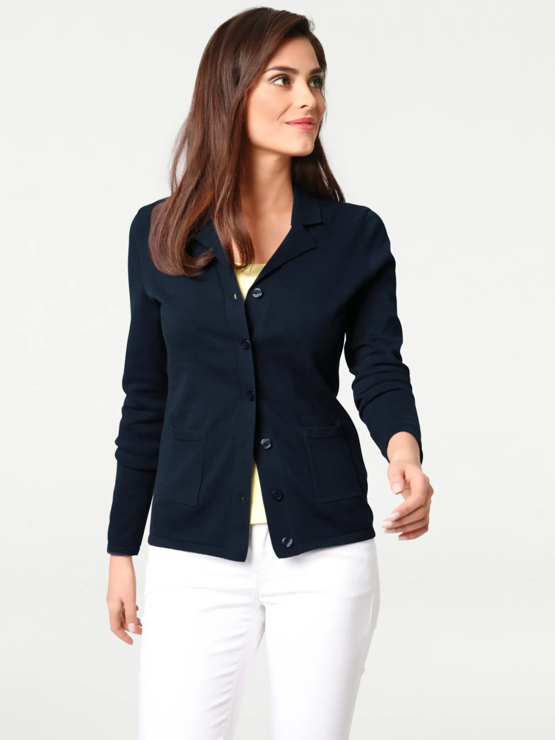 Feinstrickjacke mit Reverskragen