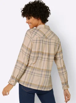Flanellbluse mit krempelbaren Ärmeln