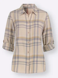 Flanellbluse mit krempelbaren Ärmeln